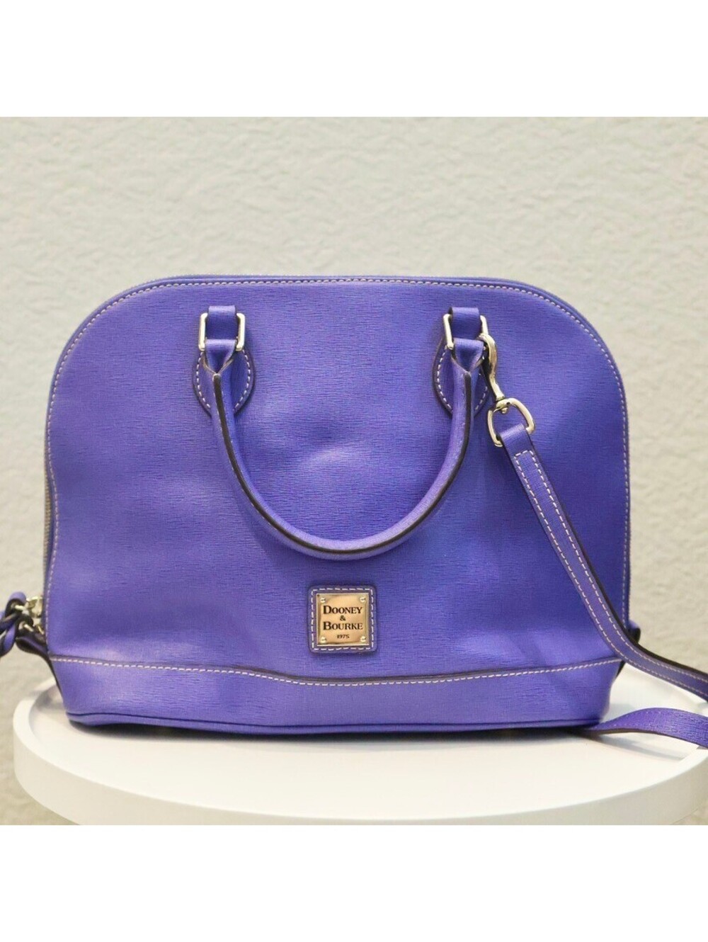 Dooney & Bourke Domed Zip Zip Satchel in Royal Purple Excellent